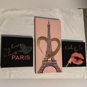 3 pieces.Paris Themed Wall Art Set
